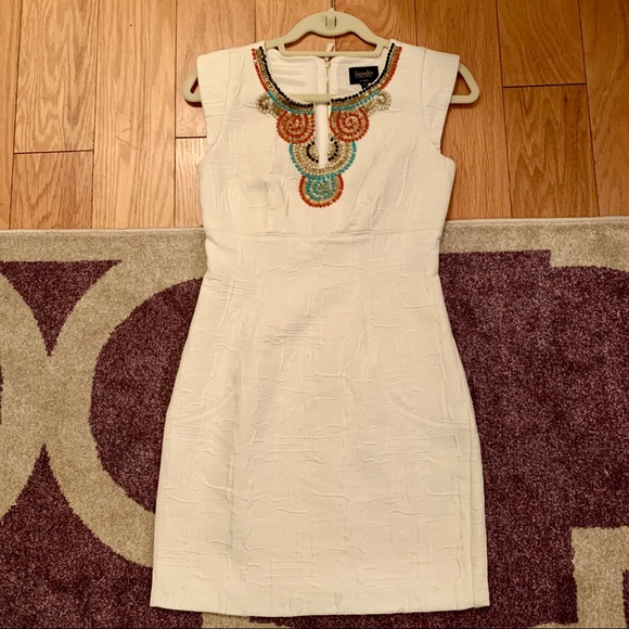Laundry by Shelli Segal White Jeweled Sheath Dress - Picture 1 of 4